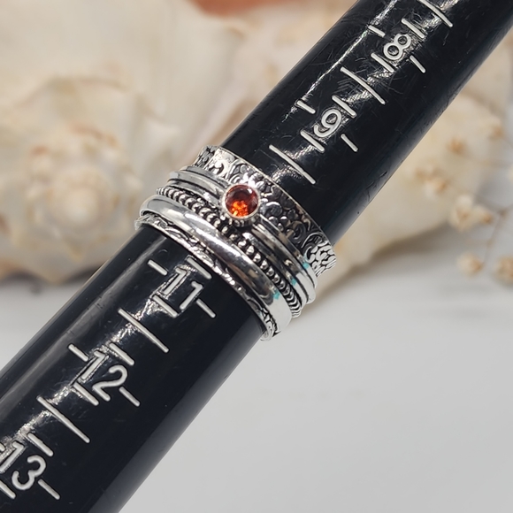 Bohemian Spinner Silver 925 Ring Garnet Stone - Picture 10 of 10